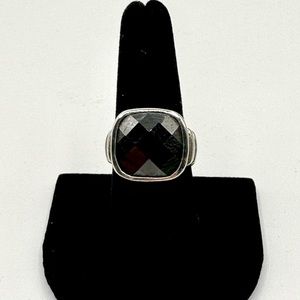 Vintage Marsala Modernist Black Faceted CZ 925 Sterling Nugget Ring Sz 7.5